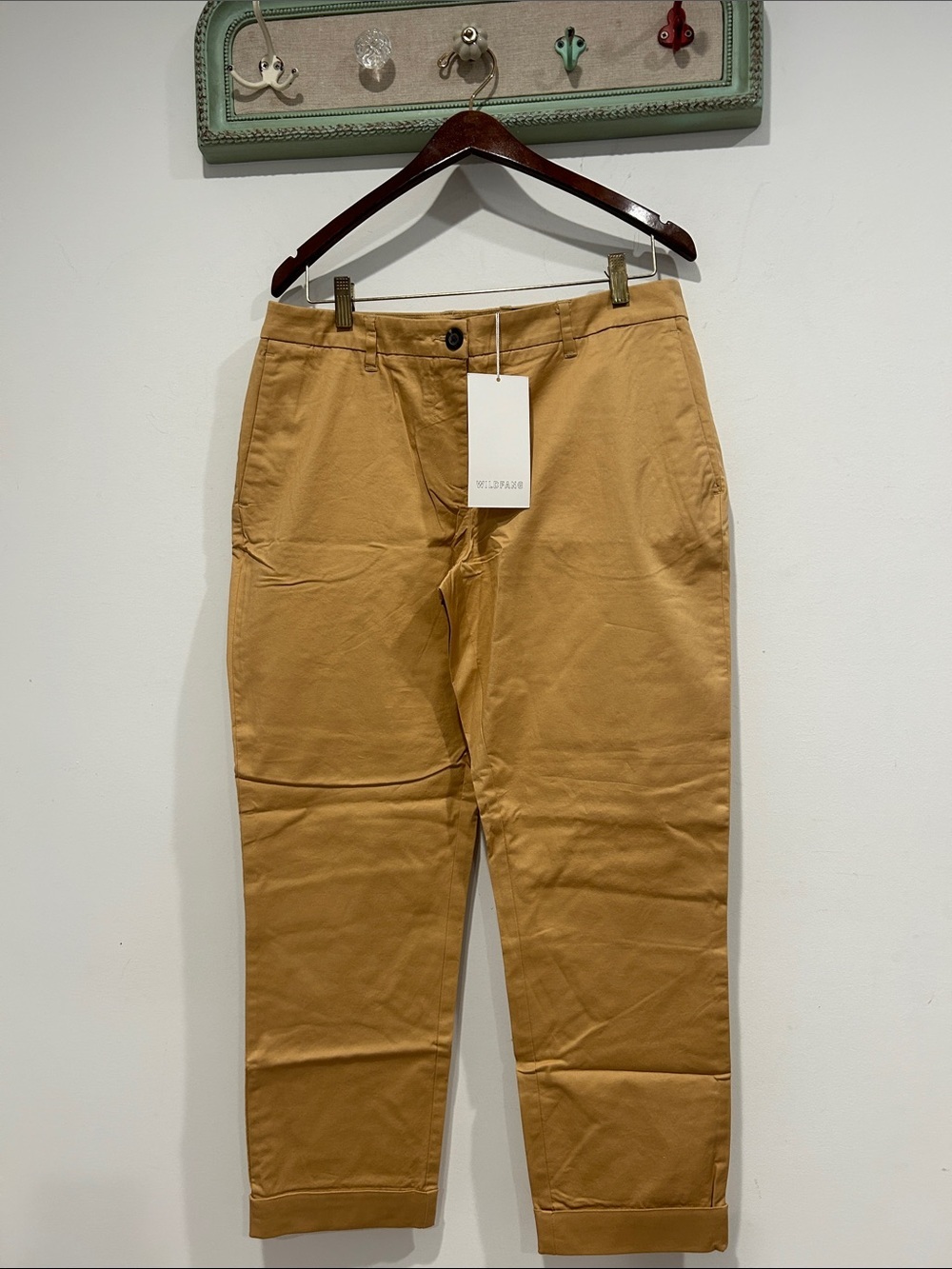 Wildfang essential trouser cuffed Chino Pants in Tan cream women’s 12 new w tag